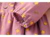 Girls' Floral Princess Dress with Ruffle Collar - Long Sleeve Cotton for Spring/Autumn