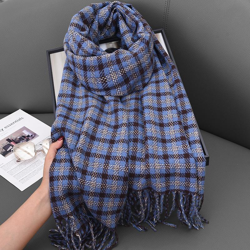 

Ins Ретро Зеленый Клетчатый Кашемировый Шарф Женский Рождественский Подарок Теплый Универсальный Шарф Мужской 65-180CM