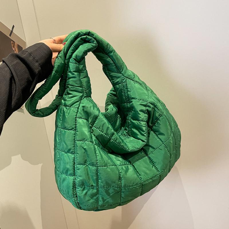 Women Padding Shoulder Bag Casual Quilted Crossbody Bag Fashion Solid Messenger Bag Versatile Slouchy Shopping Bag