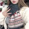 New knitted versatile wool scarf women's winter Christmas atmosphere warm versatile neck protection scarf men's
