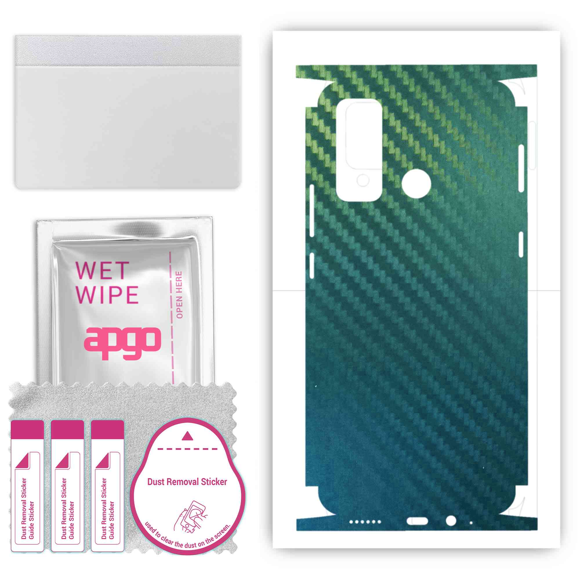 

apgo Protective Skin Sticker for the back+sides compatible with Tecno Pouvoir 4, Full Wrap Film, Foil, Vinyl - Pattern Carbon Chameleon CAKA1