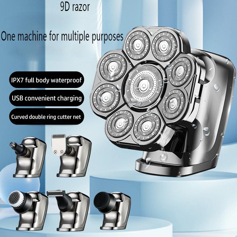 Bakım Seti 6in1 Kafa Elektrikli Tıraş Makinesi Erkekler Için Sakal Saç Düzeltici Yüz Jilet Vücut Kel Tıraş Makinesi Islak Kuru Şarj Edilebilir