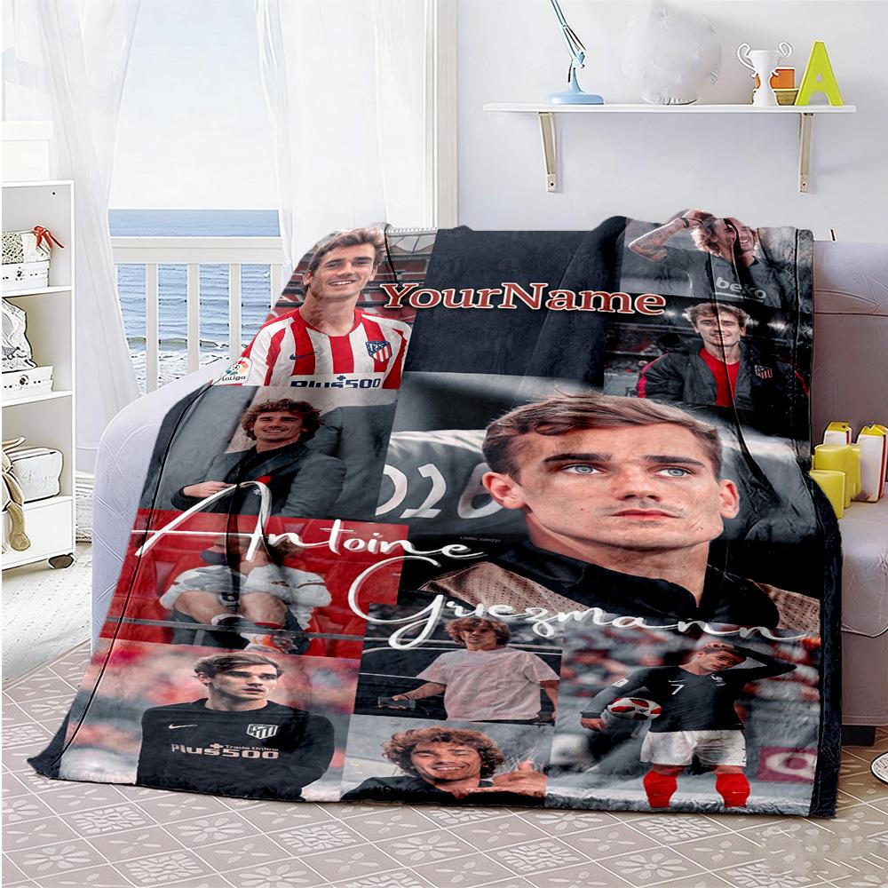 Atletico Madrid Customize Text Blanket Multi-purpose Personalized Blanket Ultra-Soft Versatile for Office Sofa Chair Couch Four Seasons Universal