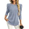 Women's Fashionable Solid Color Long Sleeved Round Neck Loose Casual Pullover T-shirt Top