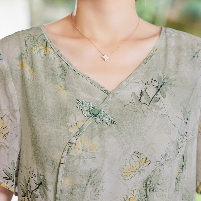 New Chinese Style Printed Chiffon A-line Dress