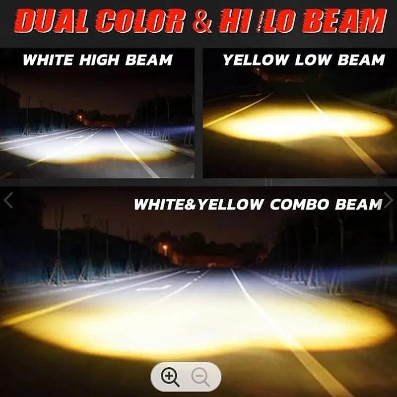 4LED Dual Color Lights Motorcycle Spotlights Led Headlights Four Eye High And Low Beam Waterproof