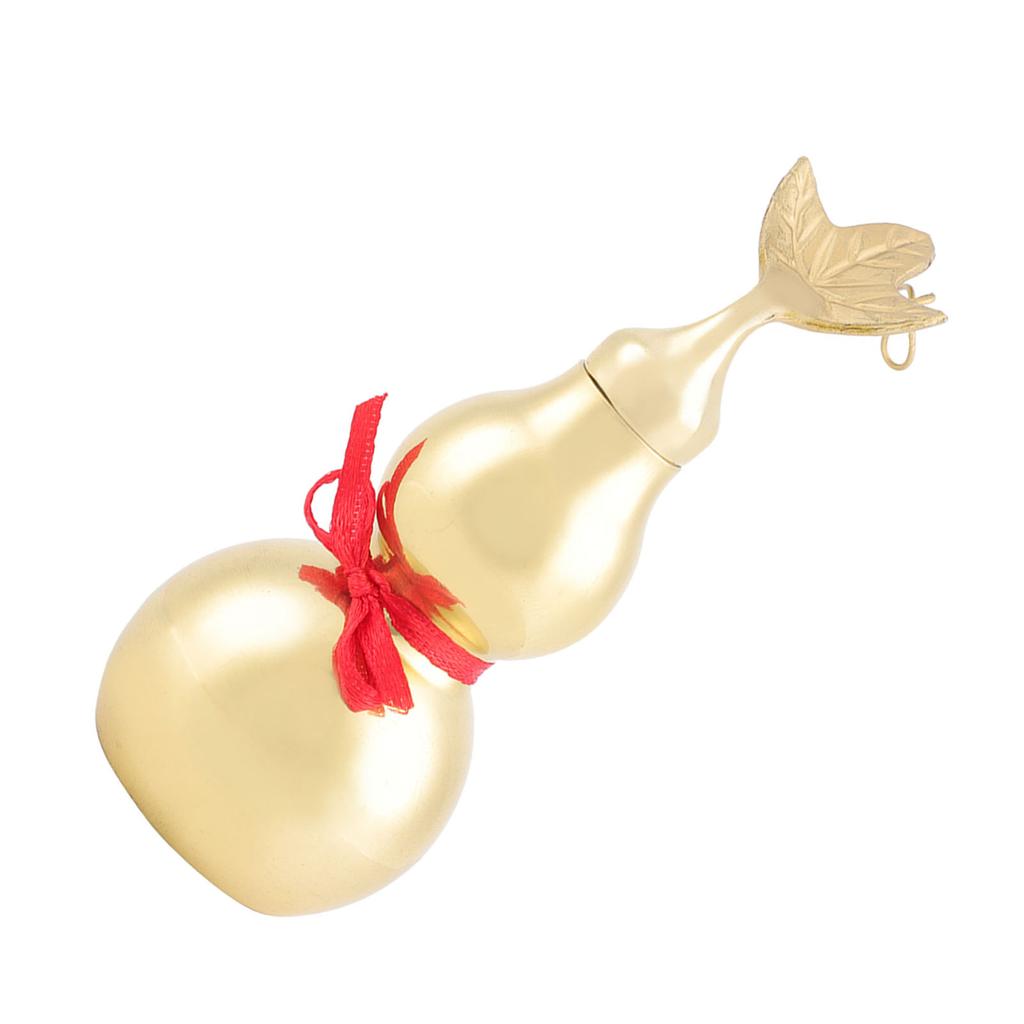 Traditional Chinese Feng Shui Brass Gourd with Leaf Smooth Surface Open Cover Decoration