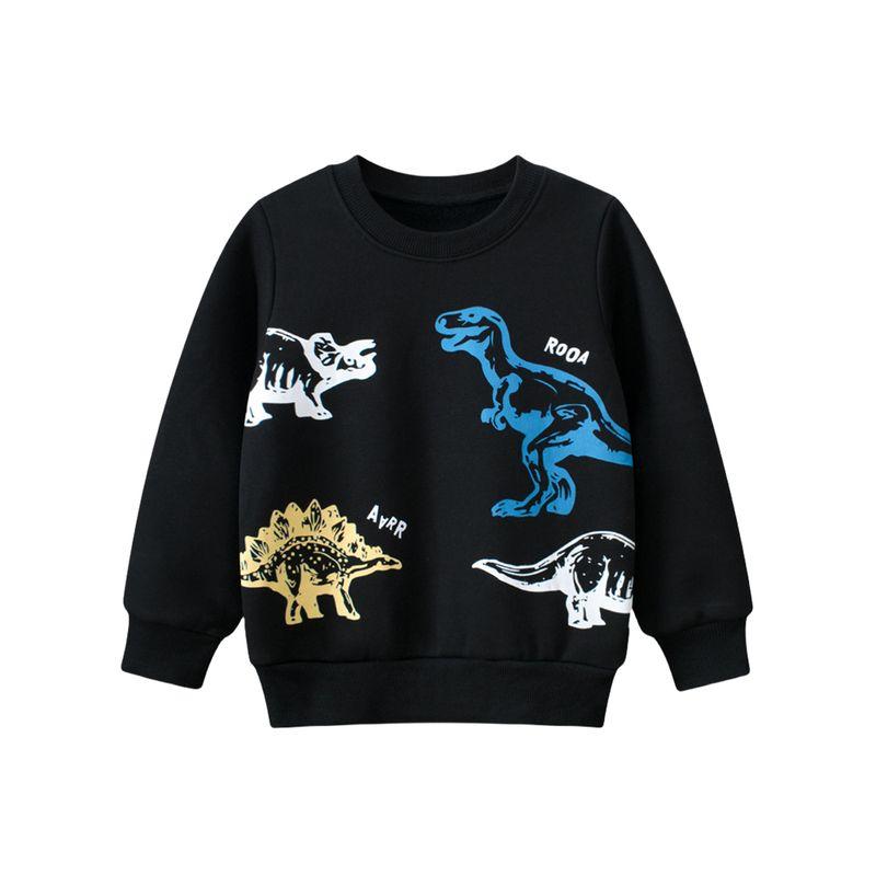 27Kids Children's Clothing Autumn and Winter Children's Sweatshirt Fleece-Lined Clothes Boys' Dinosaur Fleece Tops Boys' Pullover Shirts