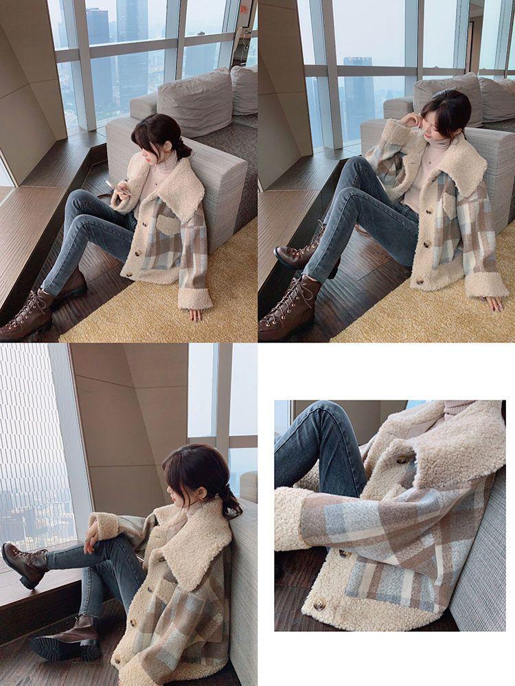 2025 Trendy Women's Plaid Lambswool Coat for Autumn/Winter - Thick, Cozy Outerwear