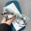 New Square Frame Studs Presbyopia Glasses Oversized Fashion Color-Block Blue Light Blocking Reading Glasses with Plus Diopters