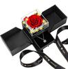 Eternal Flower Acrylic Drawer Rigid Jewelry Packaging Box with Square Design and Embossing for Valentine's Day High-End Gift