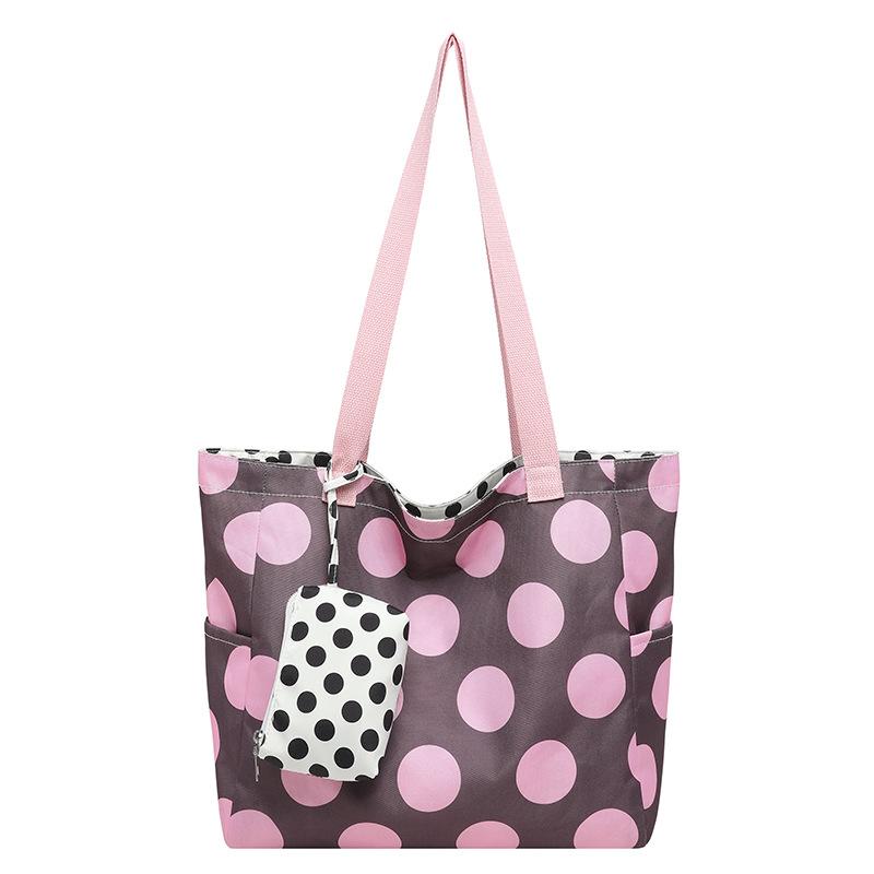 Retro Polka Dot Shoulder Bag for Commuting, Lightweight Shopping Bag, Student School Bag