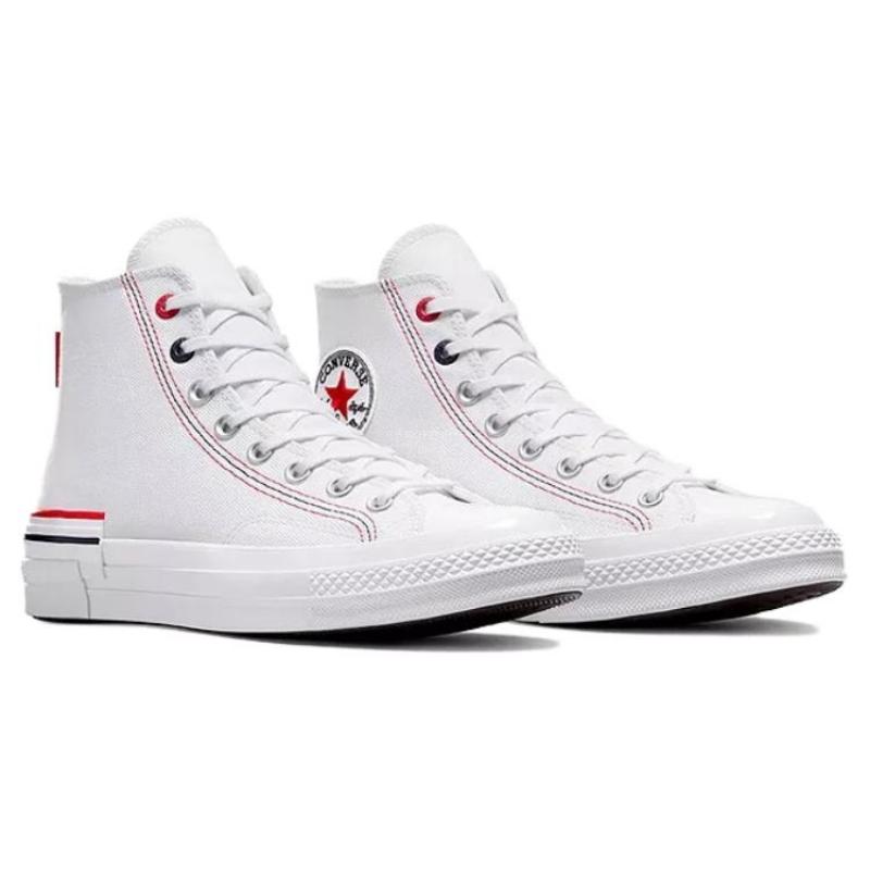 Converse 1970s Simple Everyday High-Top Canvas Shoes Unisex White Red