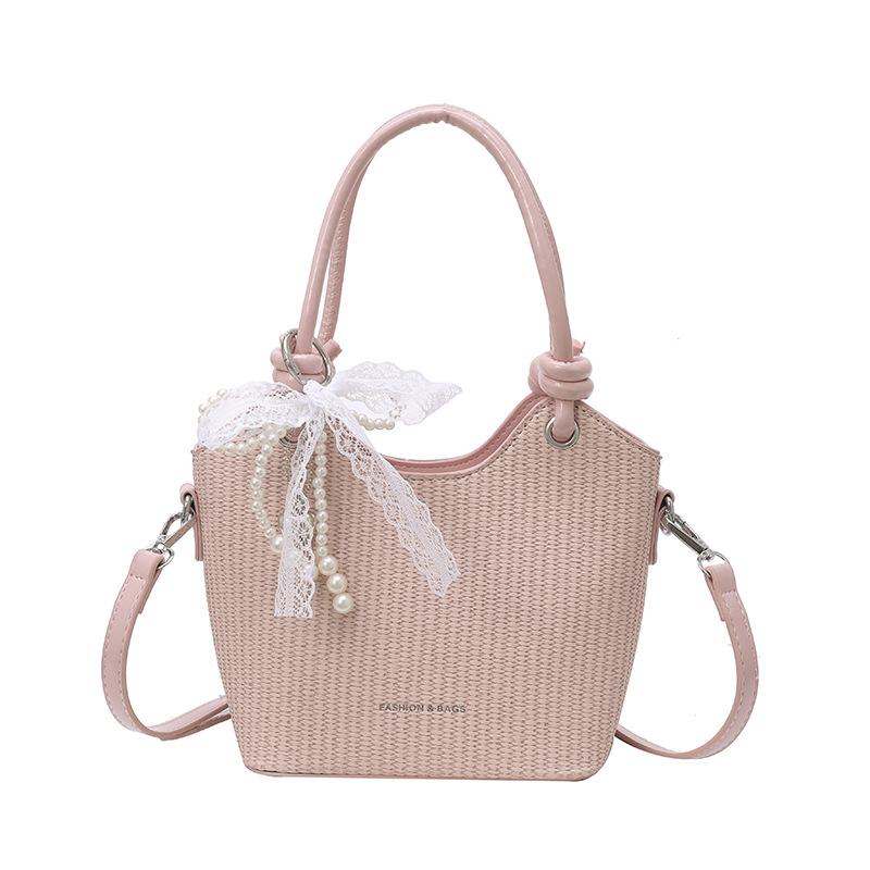 

Popular niche design simple Korean version portable bucket bag casual commuting versatile daily messenger bag women розовый