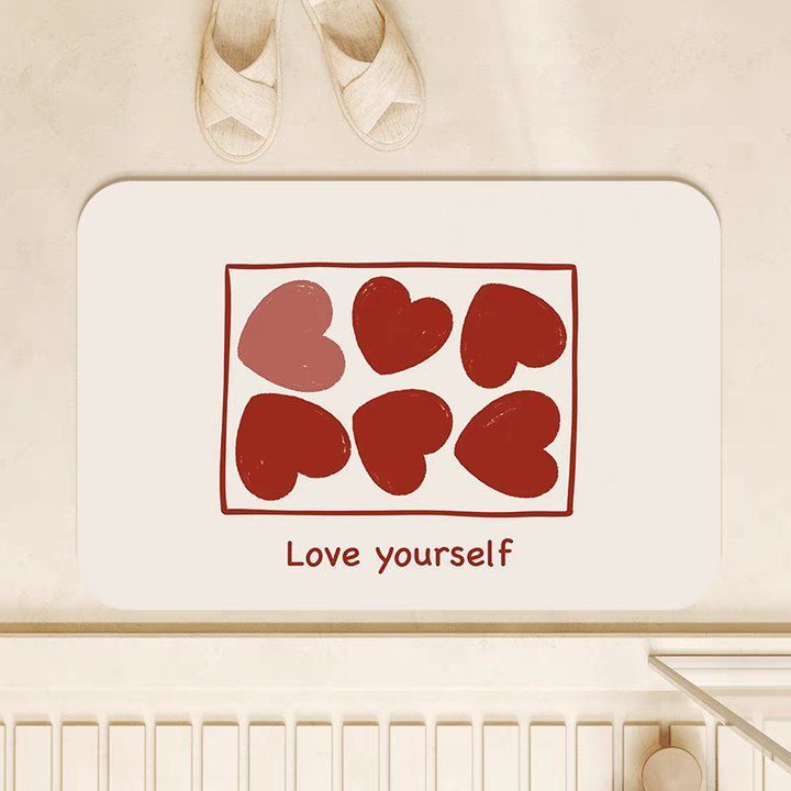 

Love bathroom non-slip floor mat, water-absorbing oval diatom mud, bathroom mat, quick-drying, good care, dirt-resistant 40X60cm 15.7X23.6in