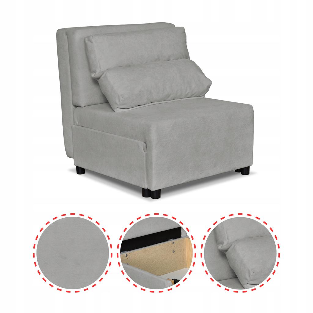Fold-out Armchair for Sleeping KIMO Container Family Furniture Hunter Light Gray