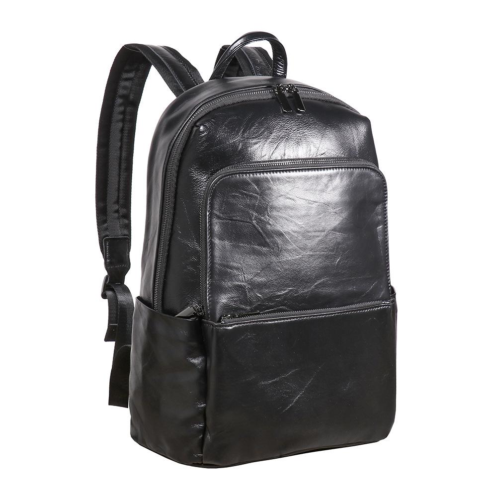 Men'S Leather Backpack First Layer Cowhide Business Commuter Computer Bag Leisure Travel Backpack