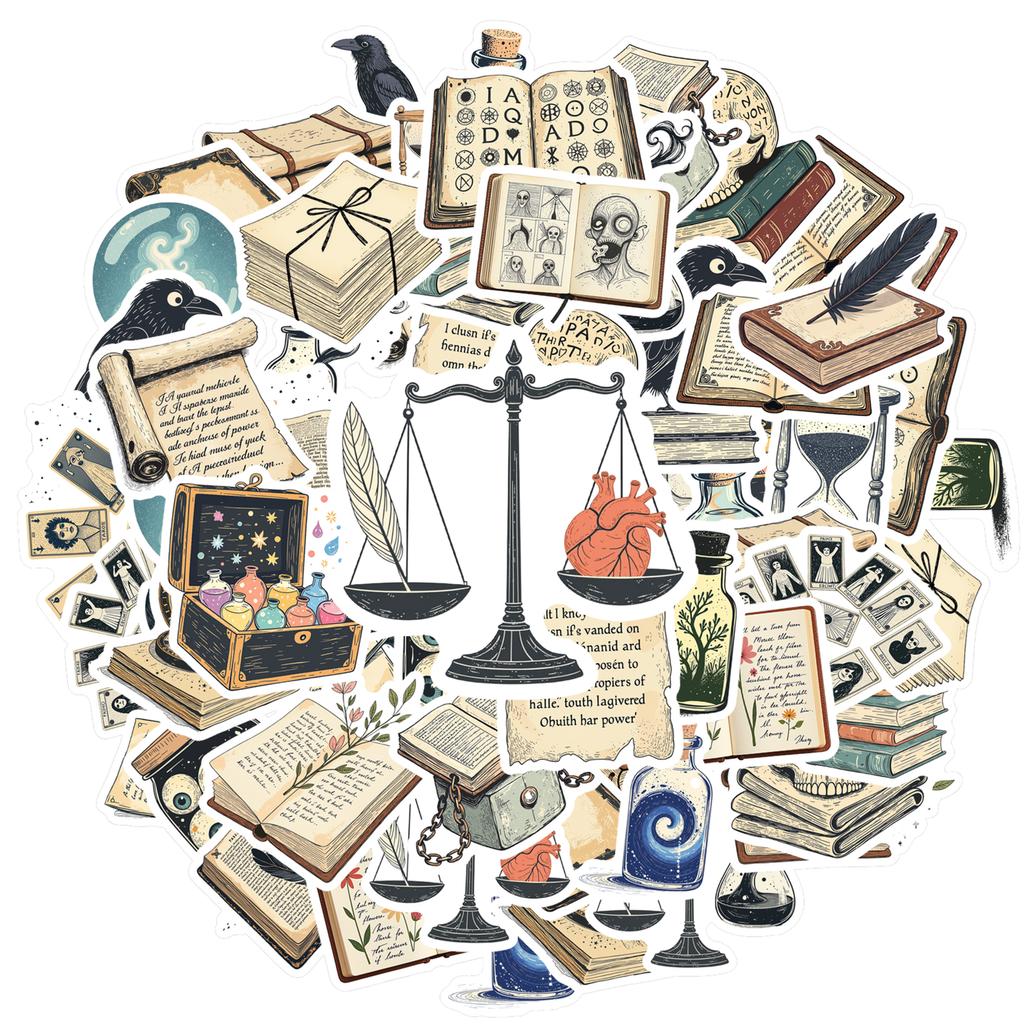 35pcs Mysterious Potion Stickers Antique Scroll Animal Stickers Stickers For Guitar DIY Bicycle Skateboard Laptop