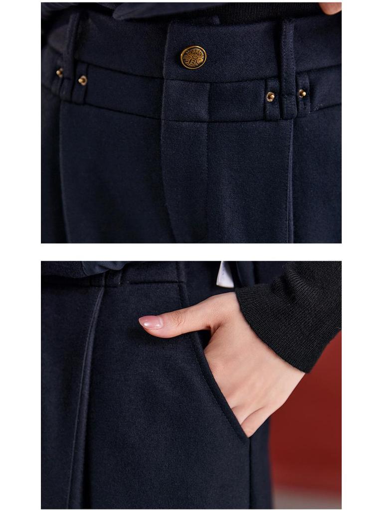 Sijiqing Women's Versatile Autumn Wide-Leg Wool Pants