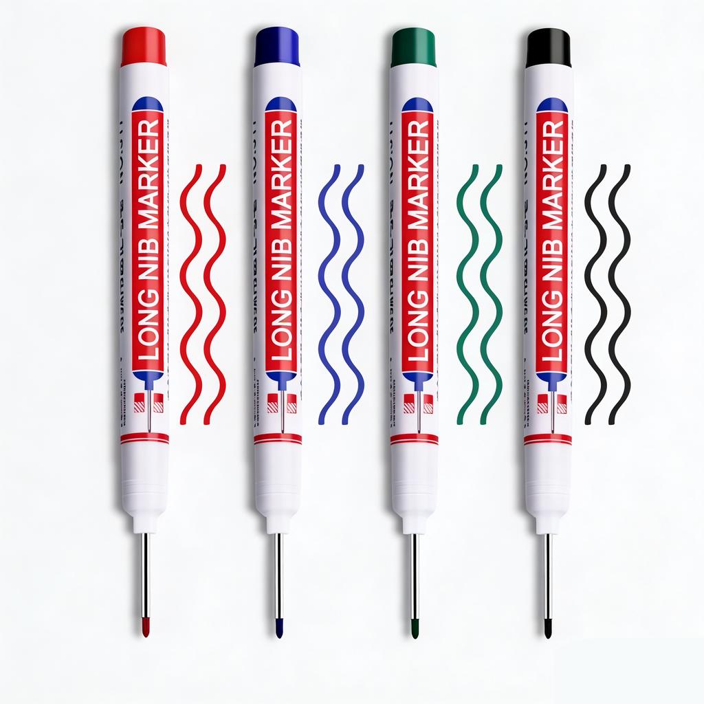 4pcs Vibrant & Fade-Resistant Colors Long-tip Permanent Markers, Works on Most Surfaces