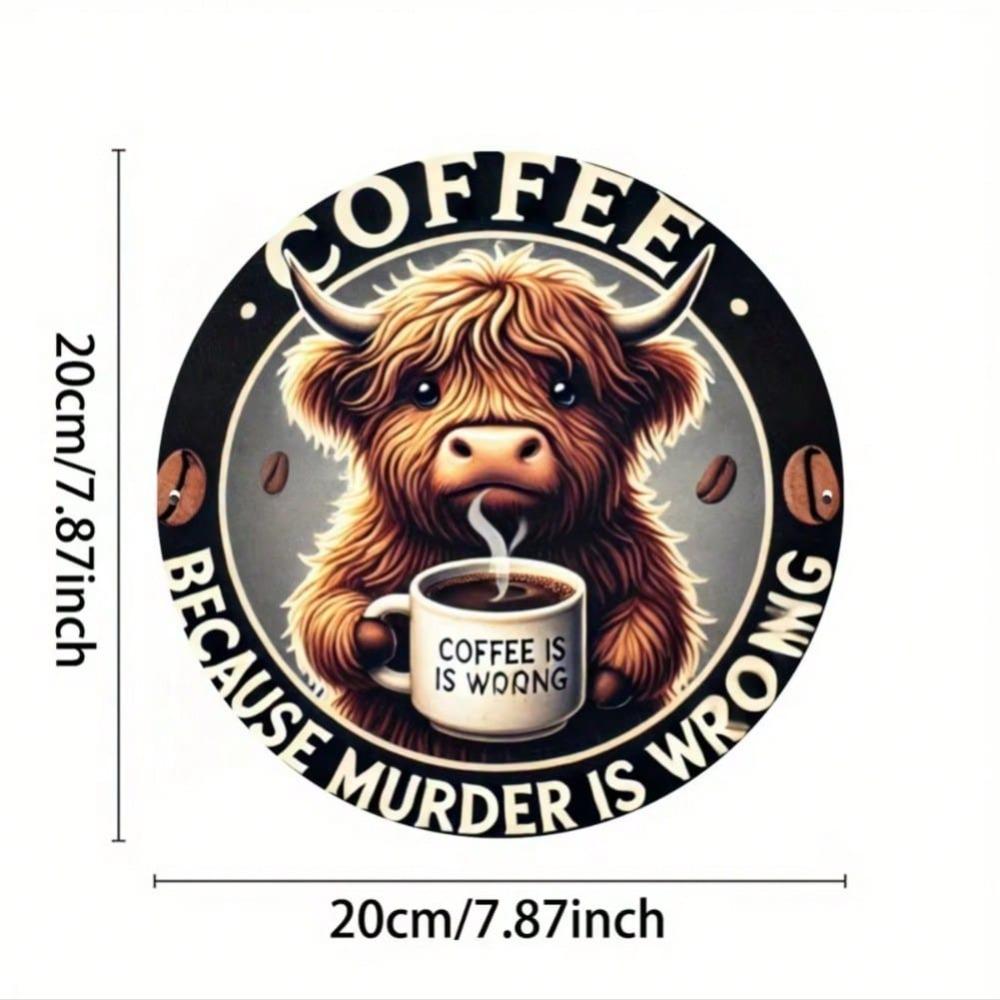 Винтажное Железное Настенное Искусство Металлическая Жестяная Вывеска Хайлендская Корова Кофейный Декор 20x20