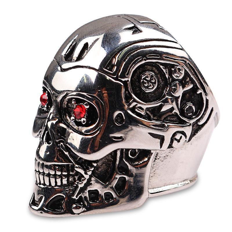 Terminator Skull Ring With Electroplated Alloy For Halloween Costume And Unisex Fashion