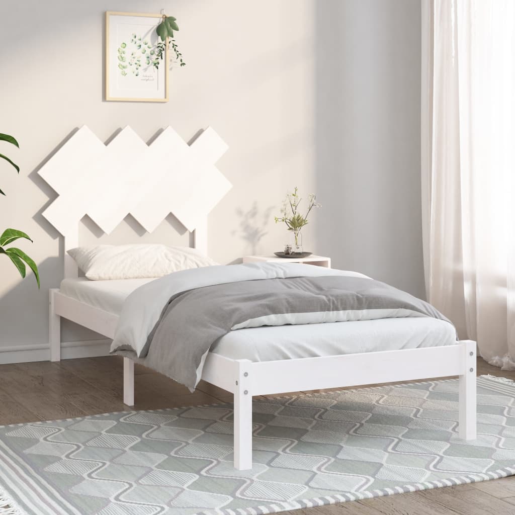 Solid Wood Bed White 90 x 200 cm