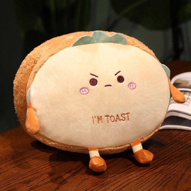 New  Kawaii Toast Bread Food Plush Toys Winter Handwarmer Stuffed Food Pillow Sofa Chair Cushion For Kids Xmas Birthday Gift