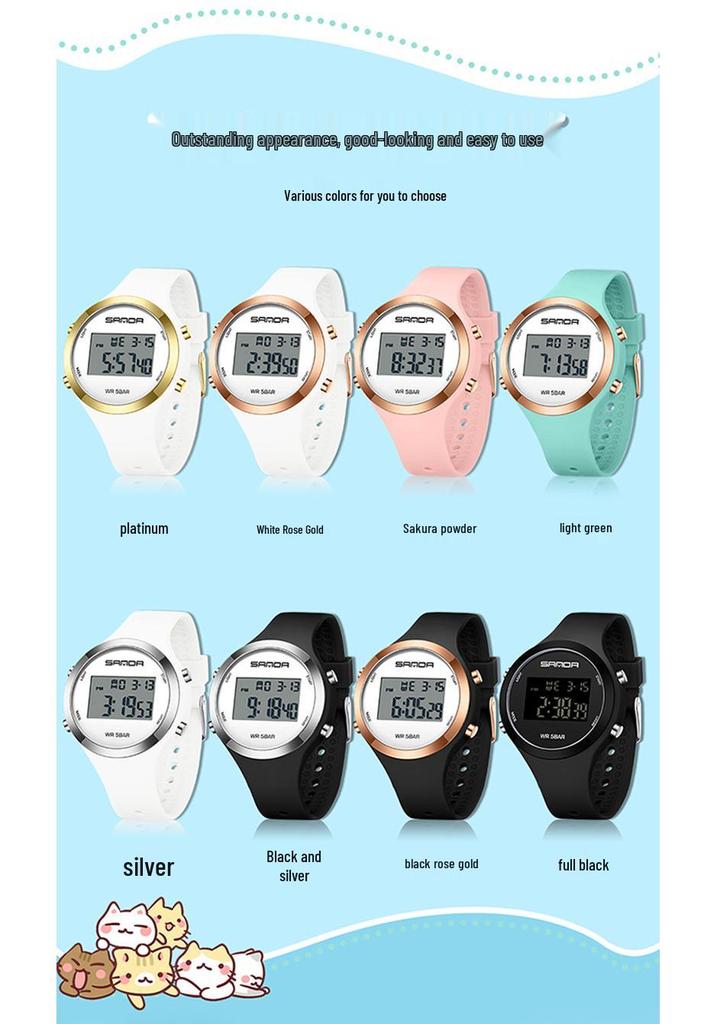 Sanda Colorful Multi-Function Waterproof Sports Watch for Men & Women
