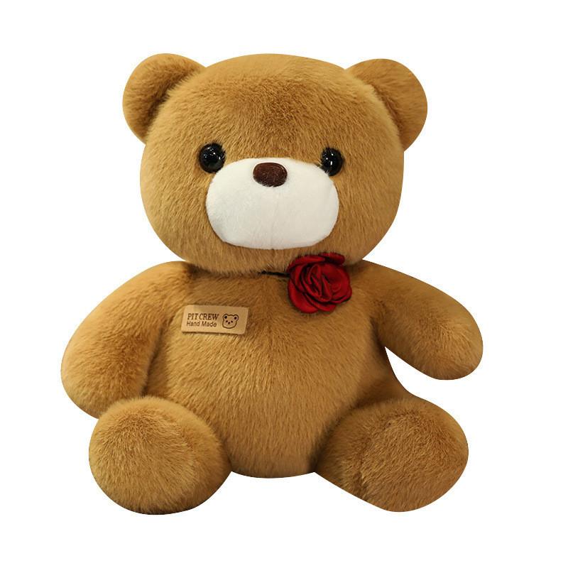 Rose Sitting Teddy Bear Plush Toy Cartoon Stuffed Animal Doll Decoration Gift