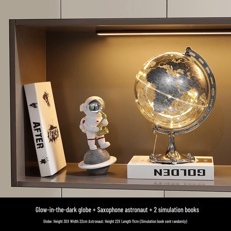 Astronaut Boy Globe Ornament: Luxurious Birthday Gift & Decorative Piece for Living Room or Wine Cabinet.