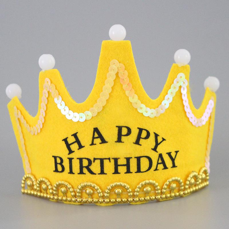 1PC LED Glowing Happy Birthday Hats Party Crown Glow Headband King Princess For Adult Child Xmas Decorations Atmosphere Supplies