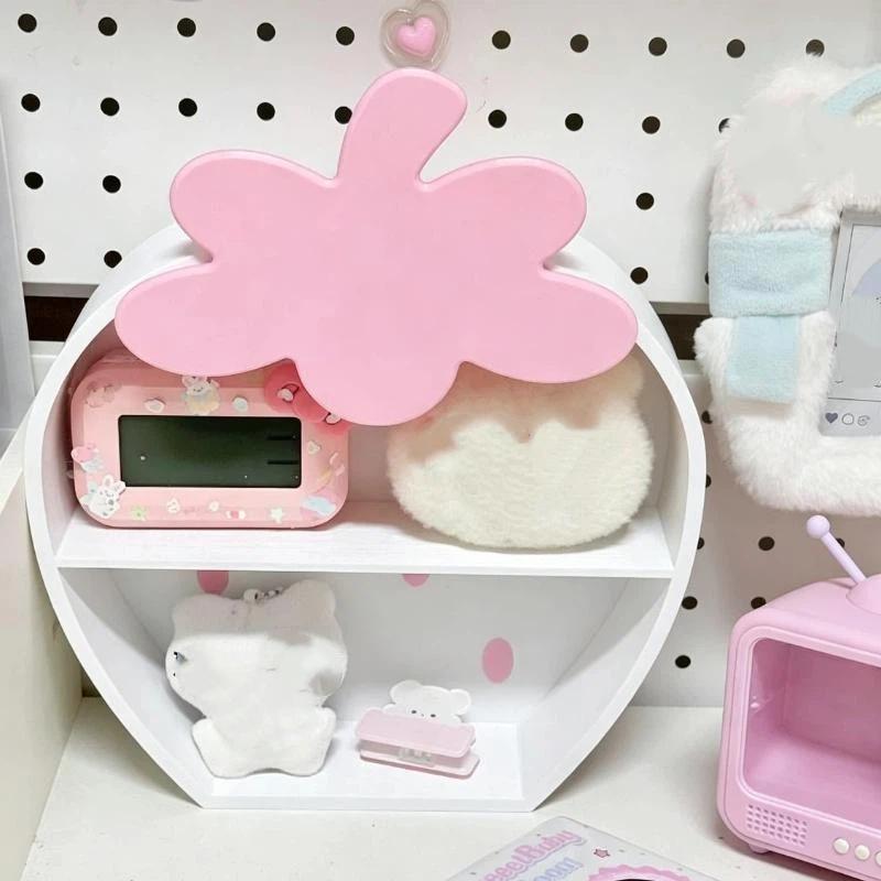 1Pcs Desktop Storage Rack Cute Strawberry Double-Layer Storage Cabinet Girly Heart Ornaments Hand-Made Display Box Storage Rack