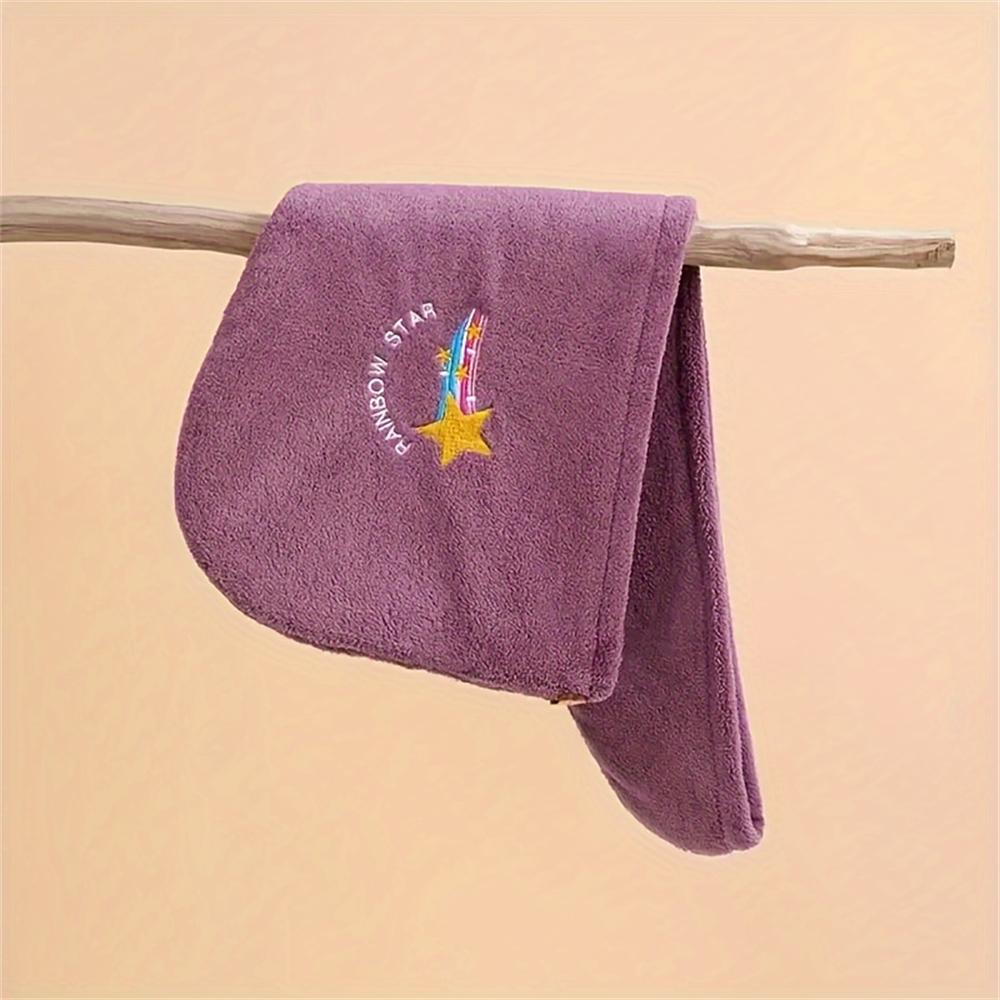 1Pc Embroidery Style Hair Drying Cap, Coral Fleece Thickened Hair Towel for Bathroom, Women's Absorbent Quick Drying Shower Cap