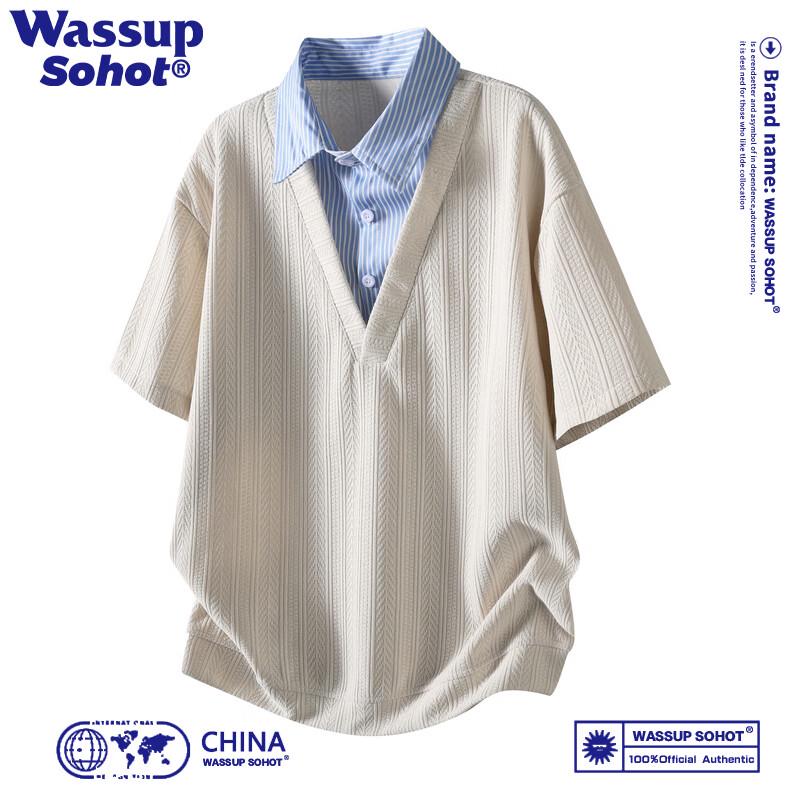 Men s Retro Patchwork Polo Shirt M
