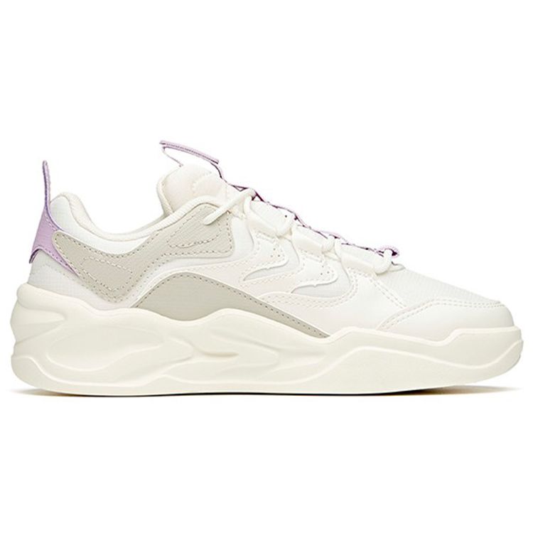 Anta Lifestyle Series Wraparound Non-Slip Shock Absorbing Wear-Resistant Low-Top Skate Shoes Women sneaker White Gray Purple 122118041-1