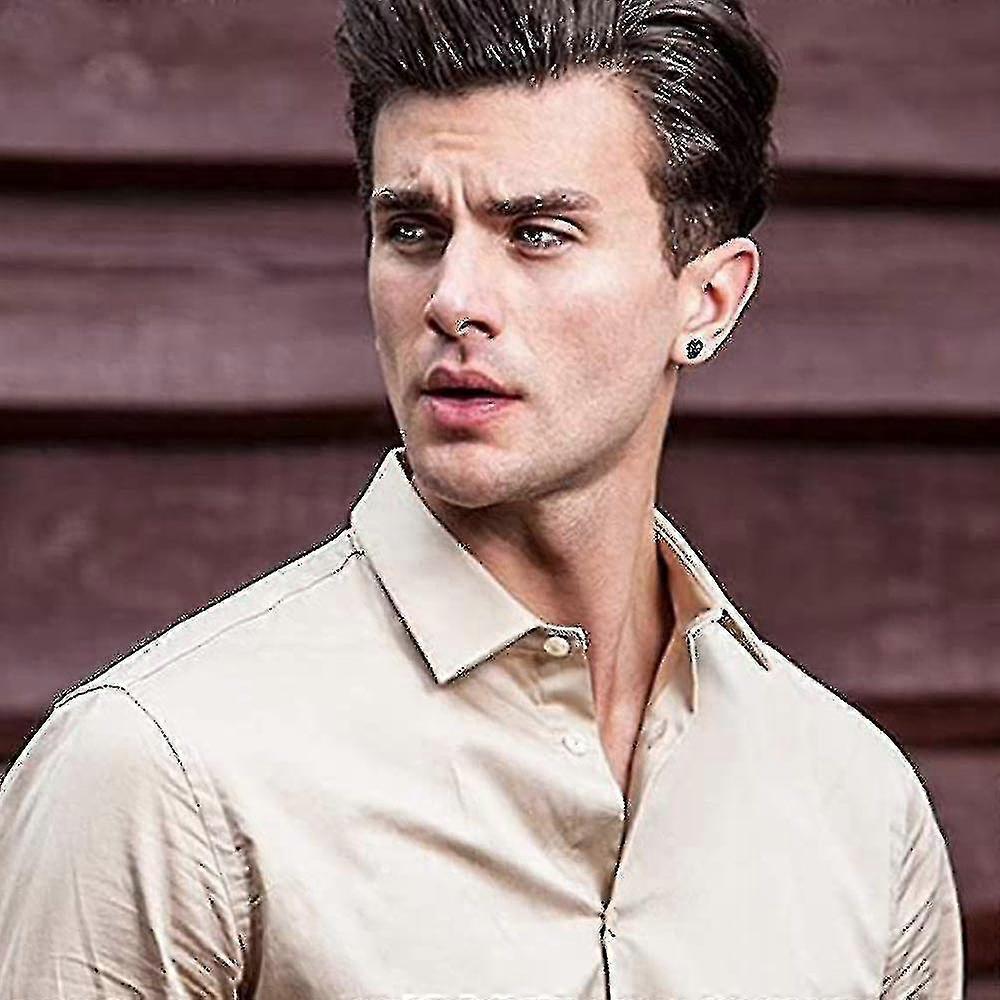 Punk Stainless Steel Stud Earrings, Men's Rock Stud Earrings (2 Pairs, Black, Silver)-)