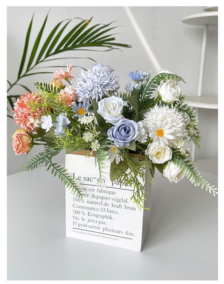 Artificial Small Fresh Silk Rose and Hydrangea Bridal Bouquet for Wedding and Decoration