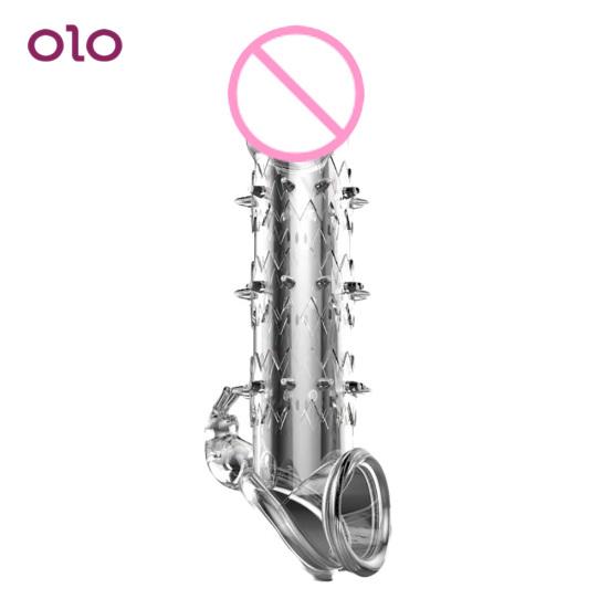 Funny HS G Point Reusable Ribbed Stimulation Condom Sleeve Penis Delay Men Time Sex Toys