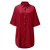 European & American Women's Silky Shirt: Solid Color, Sexy, Smooth Pajamas, and Comfortable Home or Outerwear.