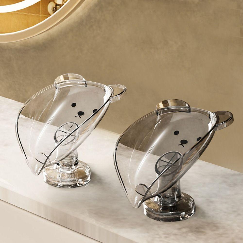 Fashion Suction Cup Soap Box Organizer PET Soap Dish Soap Storage Rack Bathroom Accessories