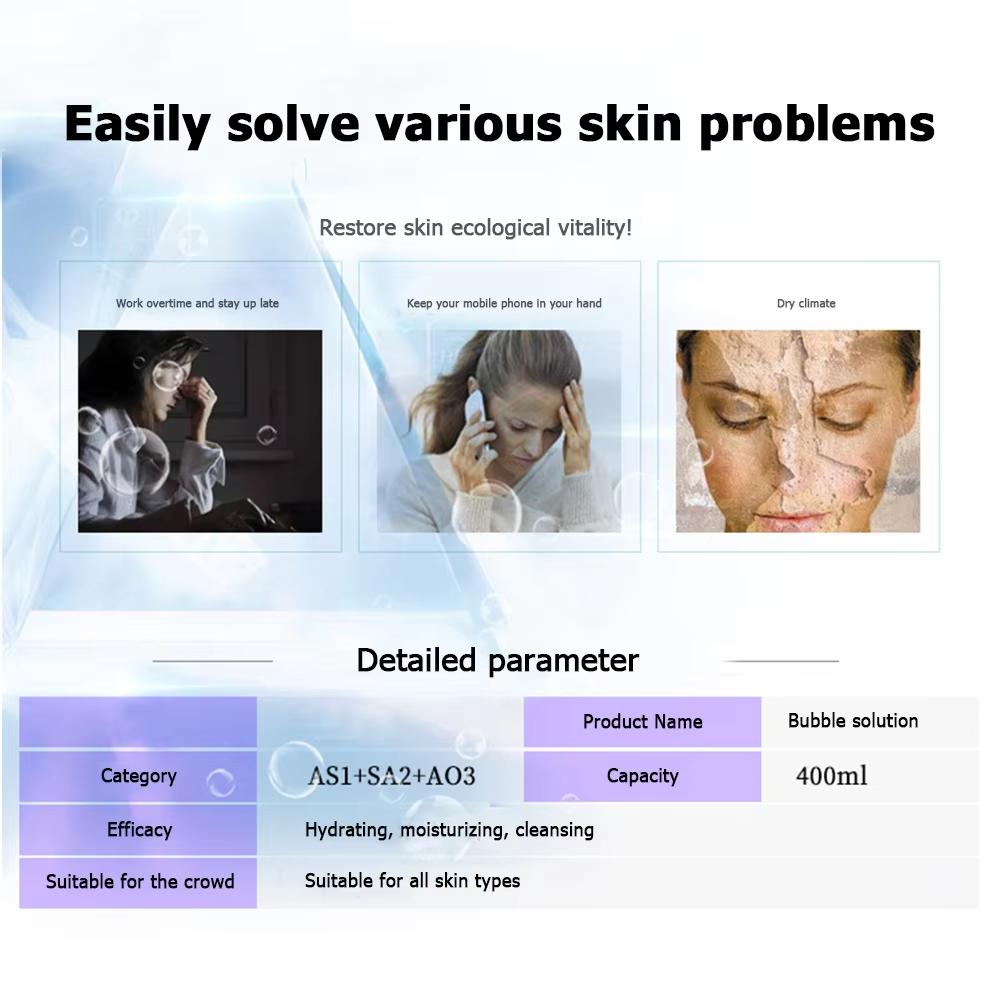 AS1/AO3/SA2 Skincare Solution Serum - 400ml Liquid for Oxygen Jet Small Bubble Machine Facial Care