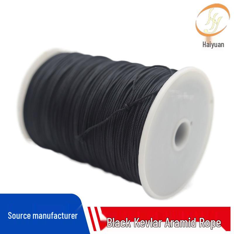 

Кевларовый огнестойкий плетеный шнур - Черный, 2 мм, износостойкий, высокотемпературный (560°C) Арамид.