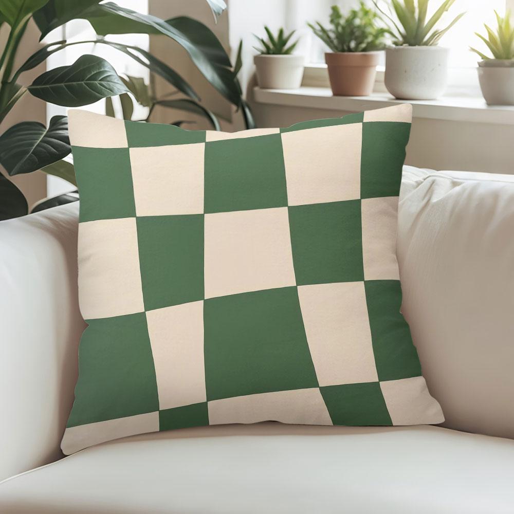 Green Check square Jacquard Pillow Cover for Sofa Office Waist Cushion Cover Home Decorative Pillowcase