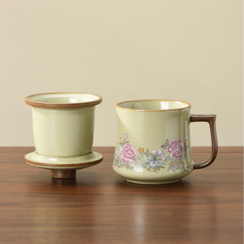Ru kiln mug gift box with lid tea separation water cup ceramic tea brewing office cup business meeting souvenir