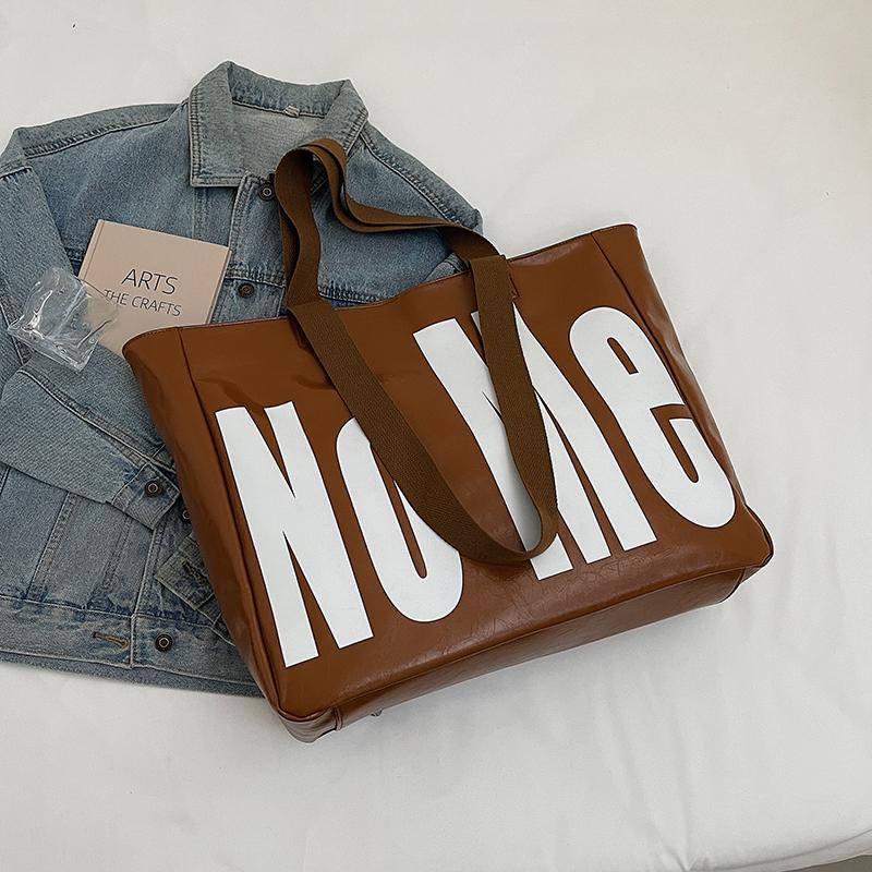 Geantă Tote de Mare Capacitate Geantă de Umăr cu Imprimeu Litere pentru Femei Geantă de Călătorie