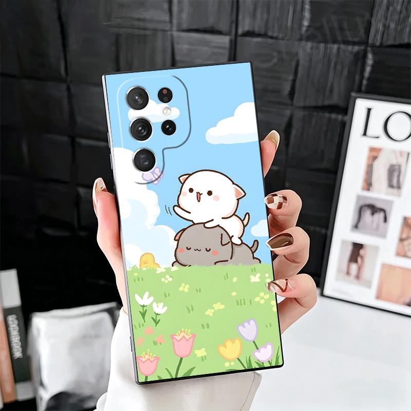 Cartoon Cute Peach Goma Soft Phone Case for Samsung Galaxy S26 S25 Edge S24 Ultra S23 Plus S22 S21 FE S20 Black Cover Back Shell