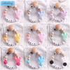 Newest Custom Personalized Name Pacifier Clips Handmade Beech Chains Silicone Beads Holder Soother Baby Teething Toys Chew Gift