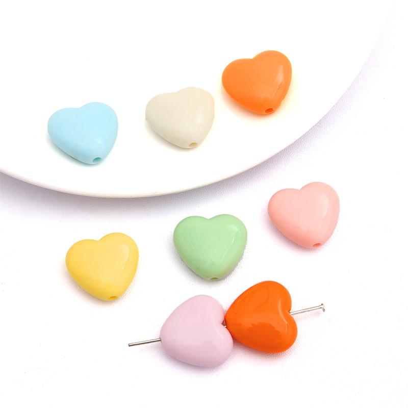 20Pcs Acrylic Solid Color Smooth Peach Heart Beads For DIY Necklace Bracelet Earrings Jewelry Making Craft Accessories