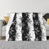 Snowflake Christmas Blanket Flannel Autumn/Winter Black And White Multi-function Lightweight Throw Blanket for Bed Office Quilt
